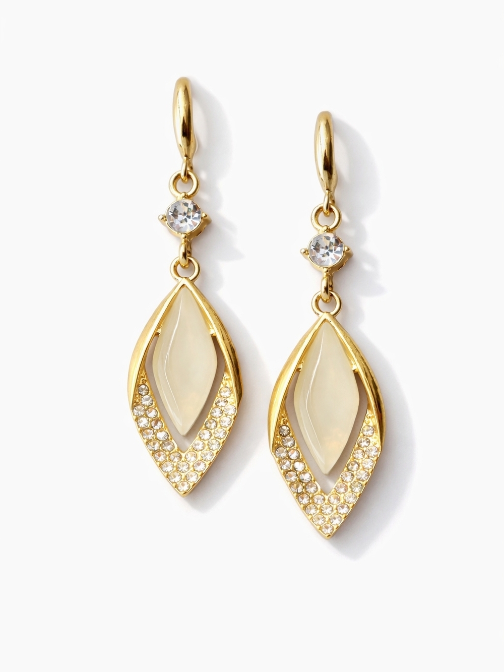 Gold Drop Earrings | Elegant Rhinestone Dangle | Statement Jewelry | Gift for He